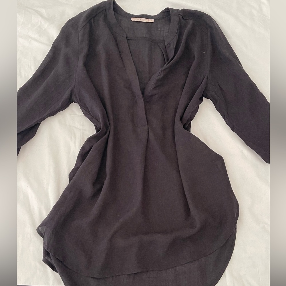 Lush loose Black 3/4 sleeve womens blouse